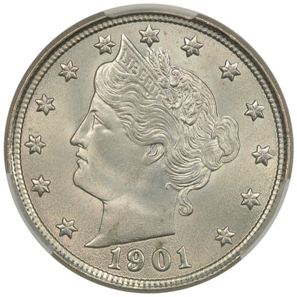 1901 5C CACG MS66+ ex: D.L. Hansen - Liberty Nickel