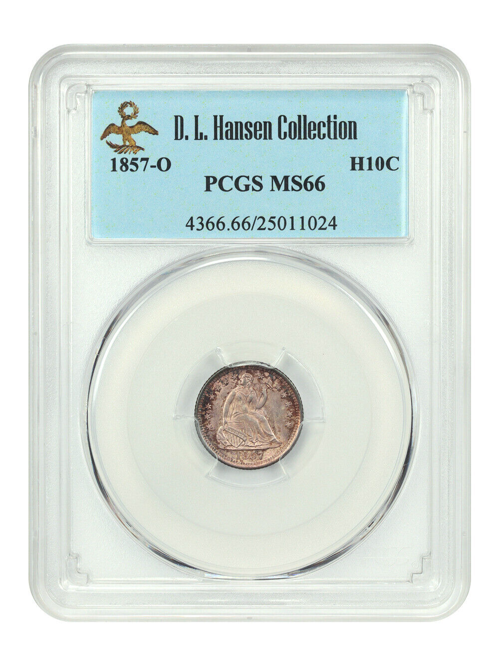 1857-O H10C PCGS MS66 ex: D.L. Hansen