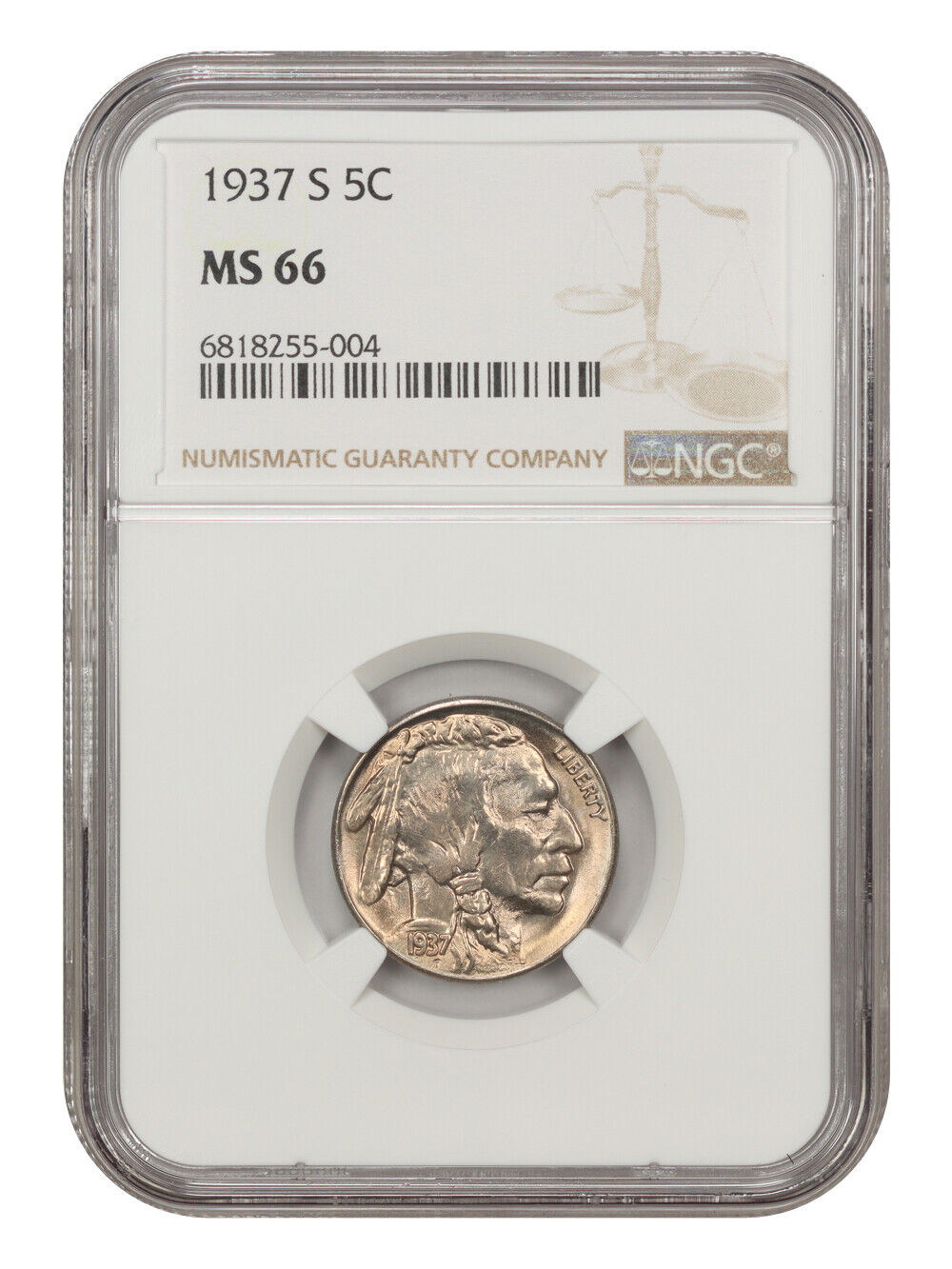 1937-S 5C NGC MS66