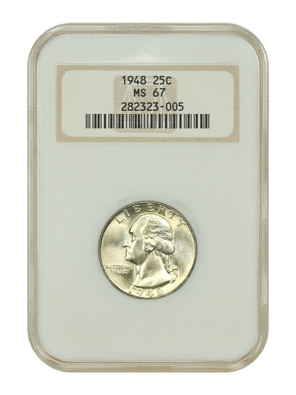 1948 25C NGC MS67 (OH) - Washington Quarter - Old NGC Holder