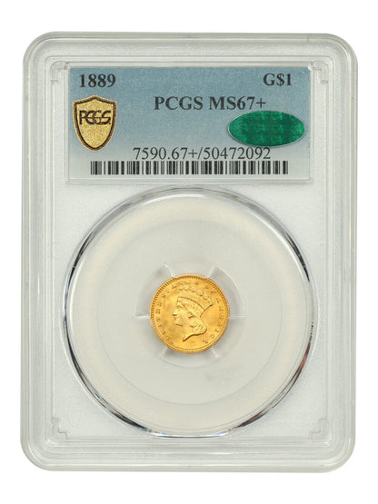 1889 G$1 PCGS/CAC MS67+ - Gold Dollar - Low Mintage Date