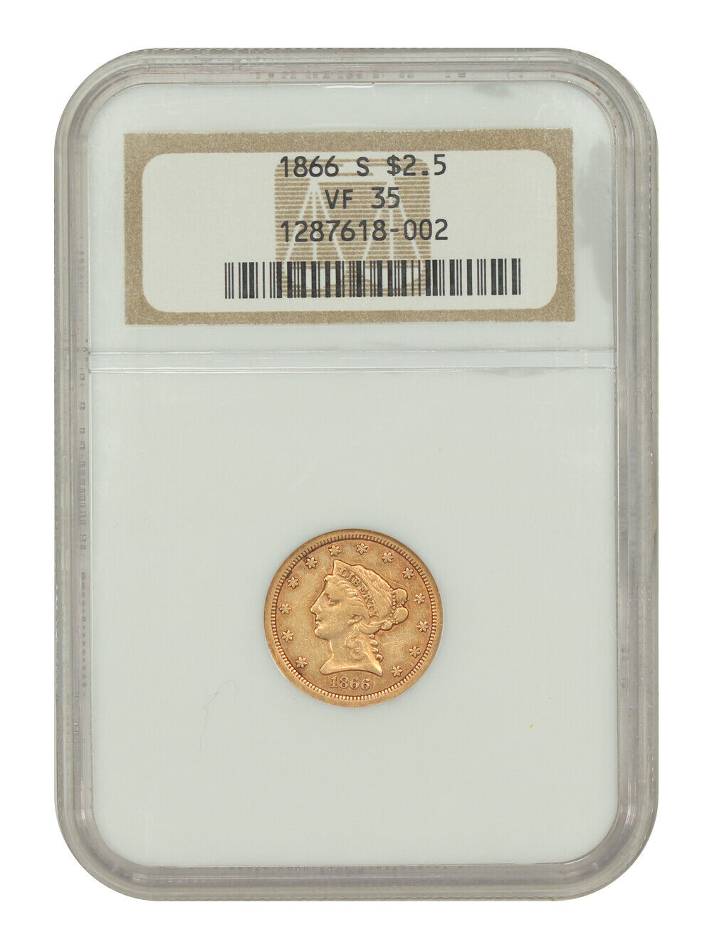 1866-S $2.50 NGC VF35 - Liberty Head $2.5