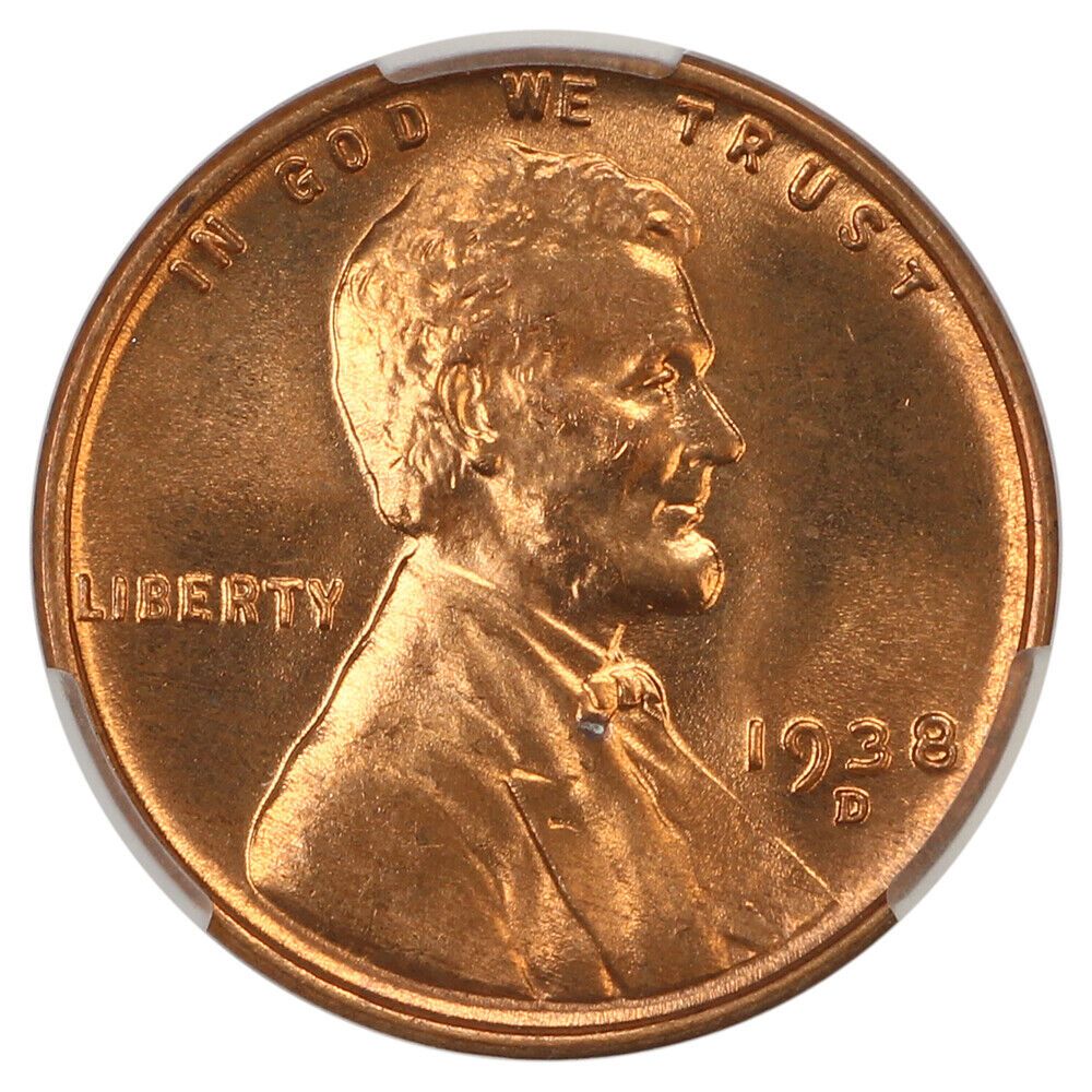 1938-D 1C CACG MS67RD - Lincoln Cent (Wheat Reverse)