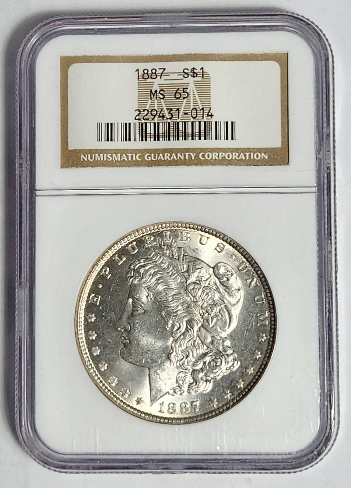 1887 P Morgan Silver Dollar NGC MS-65