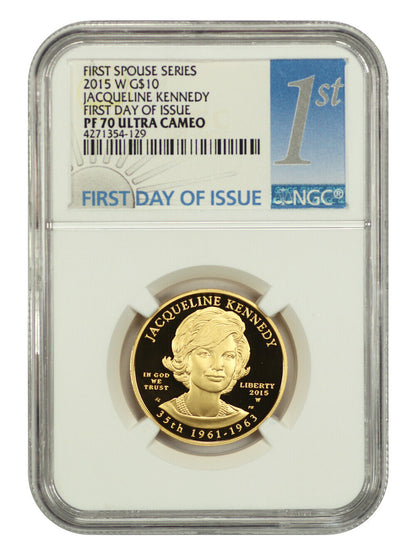 2015-W $10 Jacqueline Kennedy NGC PR70DCAM (First Day of Issue) - First Spouses