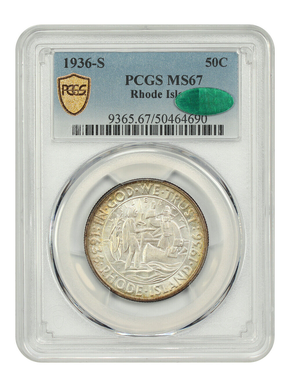 1936-S 50C Rhode Island PCGS/CAC MS67 - Classic Silver Commemorative