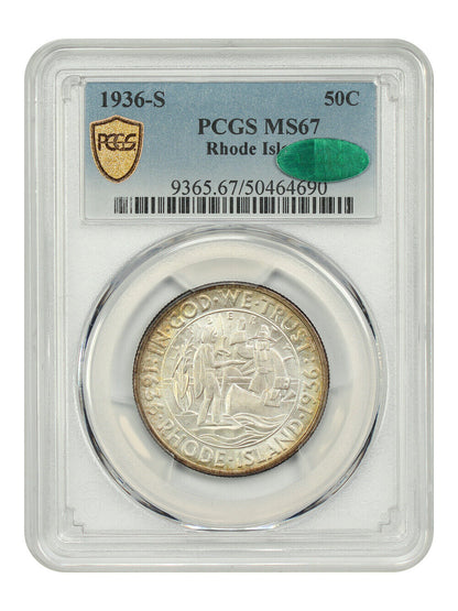 1936-S 50C Rhode Island PCGS/CAC MS67 - Classic Silver Commemorative