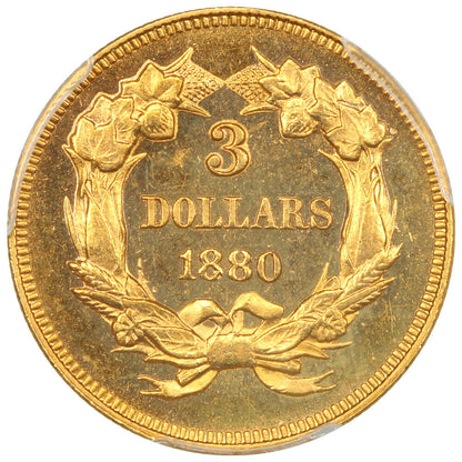 1880 $3 PCGS PR64 ex: D.L. Hansen - Three Dollar