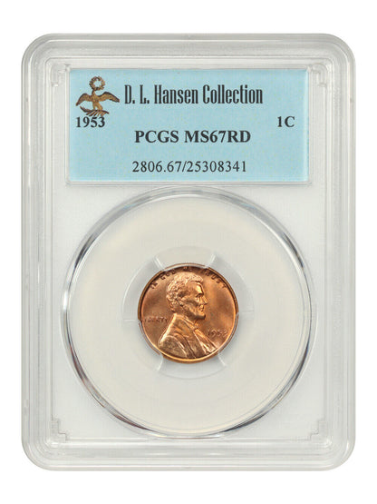 1953 1c PCGS MS67 RD ex: D.L. Hansen