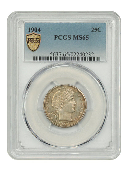 1904 25C PCGS MS65 - Barber Quarter