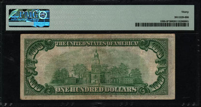 1929 $100 FRBN STAR NOTE NEW YORK FR.1890-B JONES WOODS PMG VF 30 (697*)