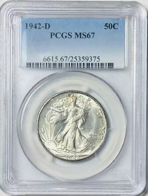 1942 D Walking Liberty Half Dollar PCGS MS-67