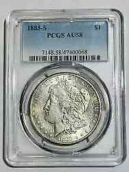 1883 S Morgan Silver Dollar PCGS AU-58