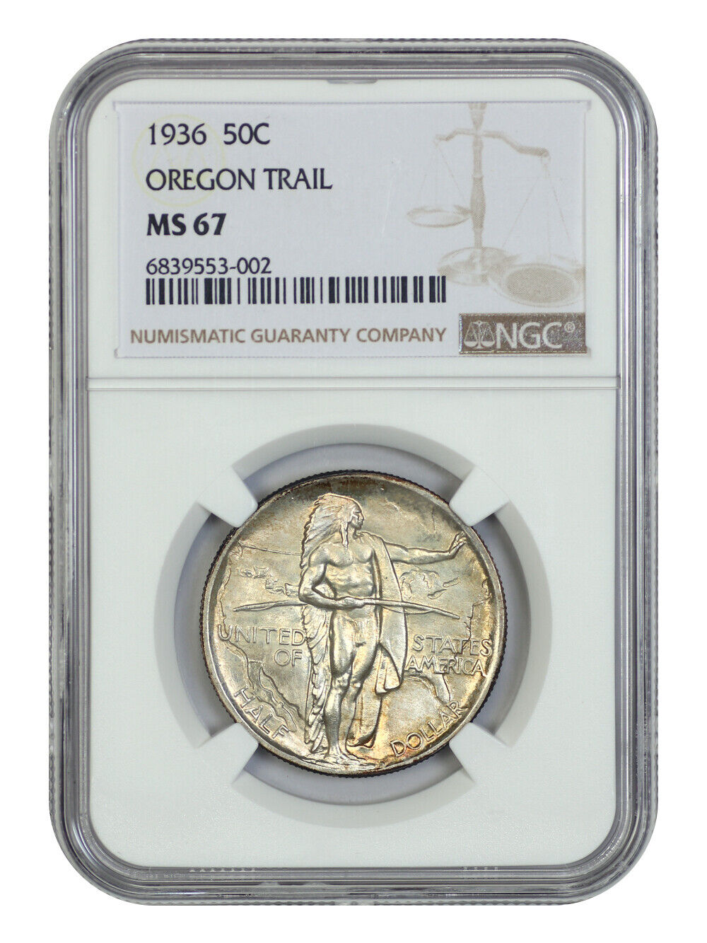 1936 50C Oregon NGC MS67 - Classic Silver Commemorative - Low Mintage Issue