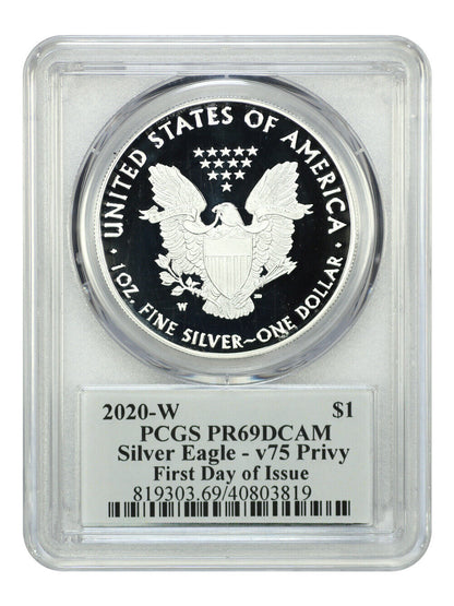 2020-W $1 Silver Eagle PCGS PR69DCAM (V75 Privy, FDOI) - Silver Eagles