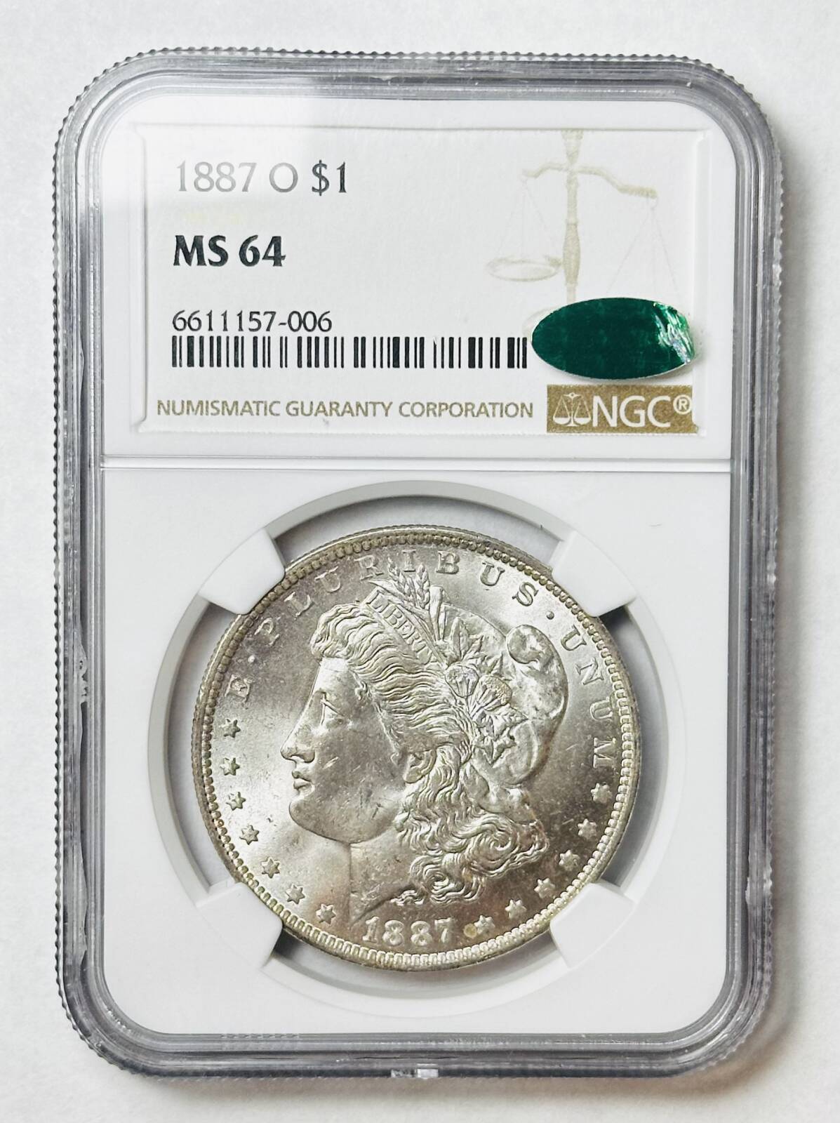 1887 O Morgan Silver Dollar NGC MS-64 CAC