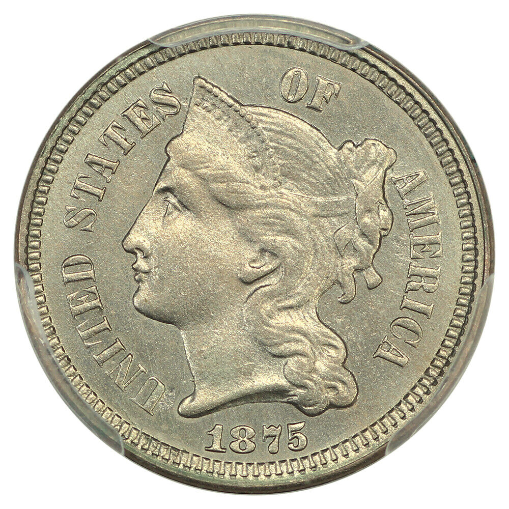 1875 3CN PCGS MS66 ex: D.L. Hansen