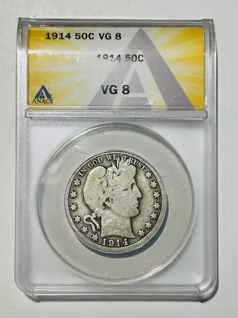 1914 Barber Half Dollar ANACS VG-8