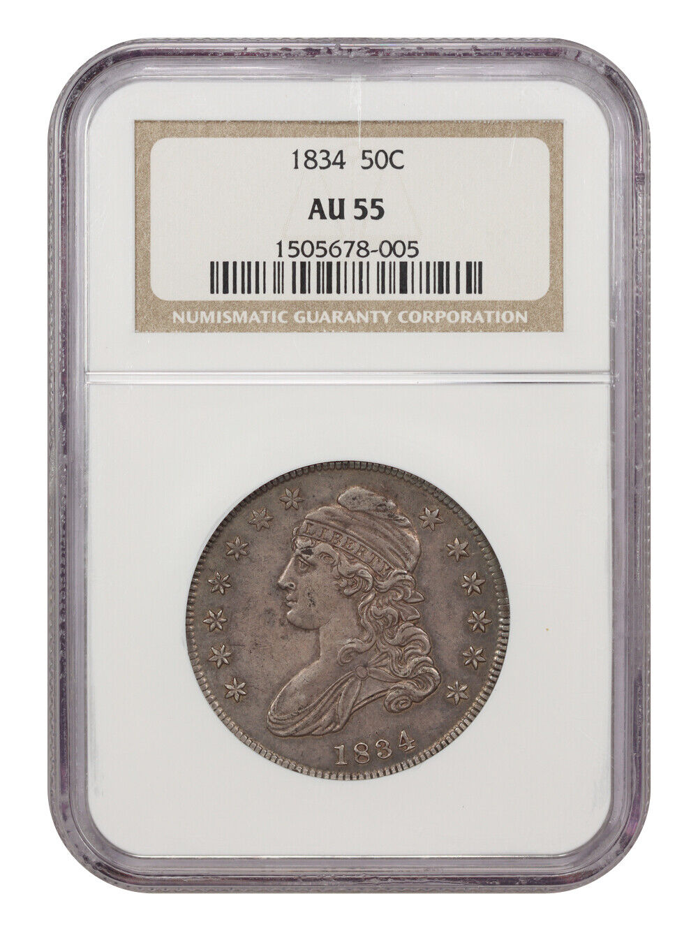 1834 50c NGC AU55 (Large Date, Large Letter)