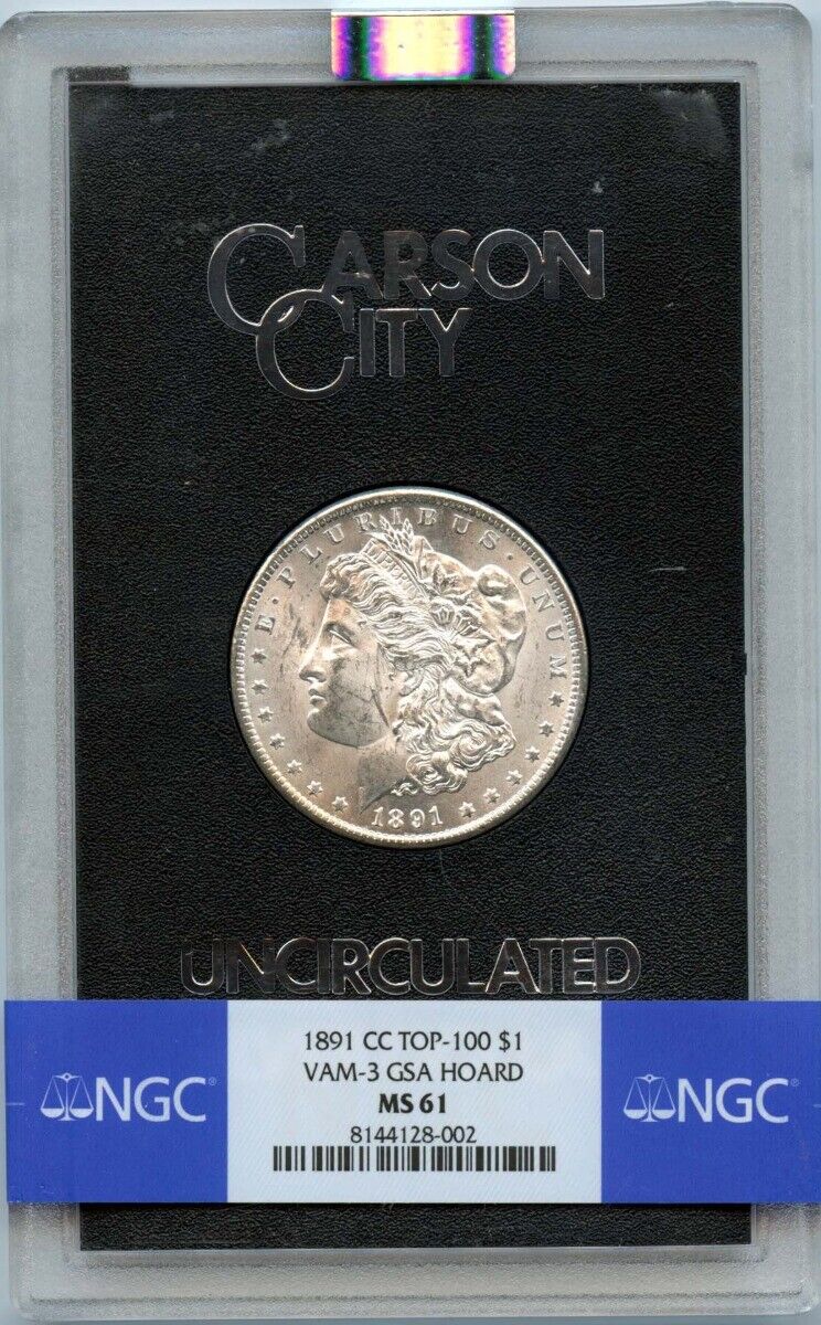 1891-CC TOP-100 Morgan Dollar VAM-3 GSA HOARD S$1 NGC MS61