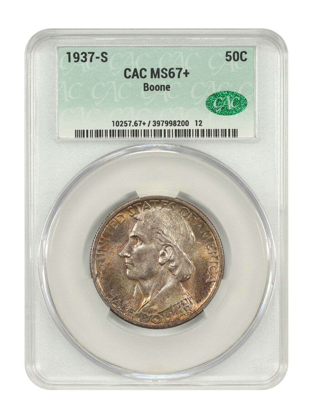 1937-S 50C Boone CACG MS67+ - Classic Silver Commemorative - Low Mintage Issue