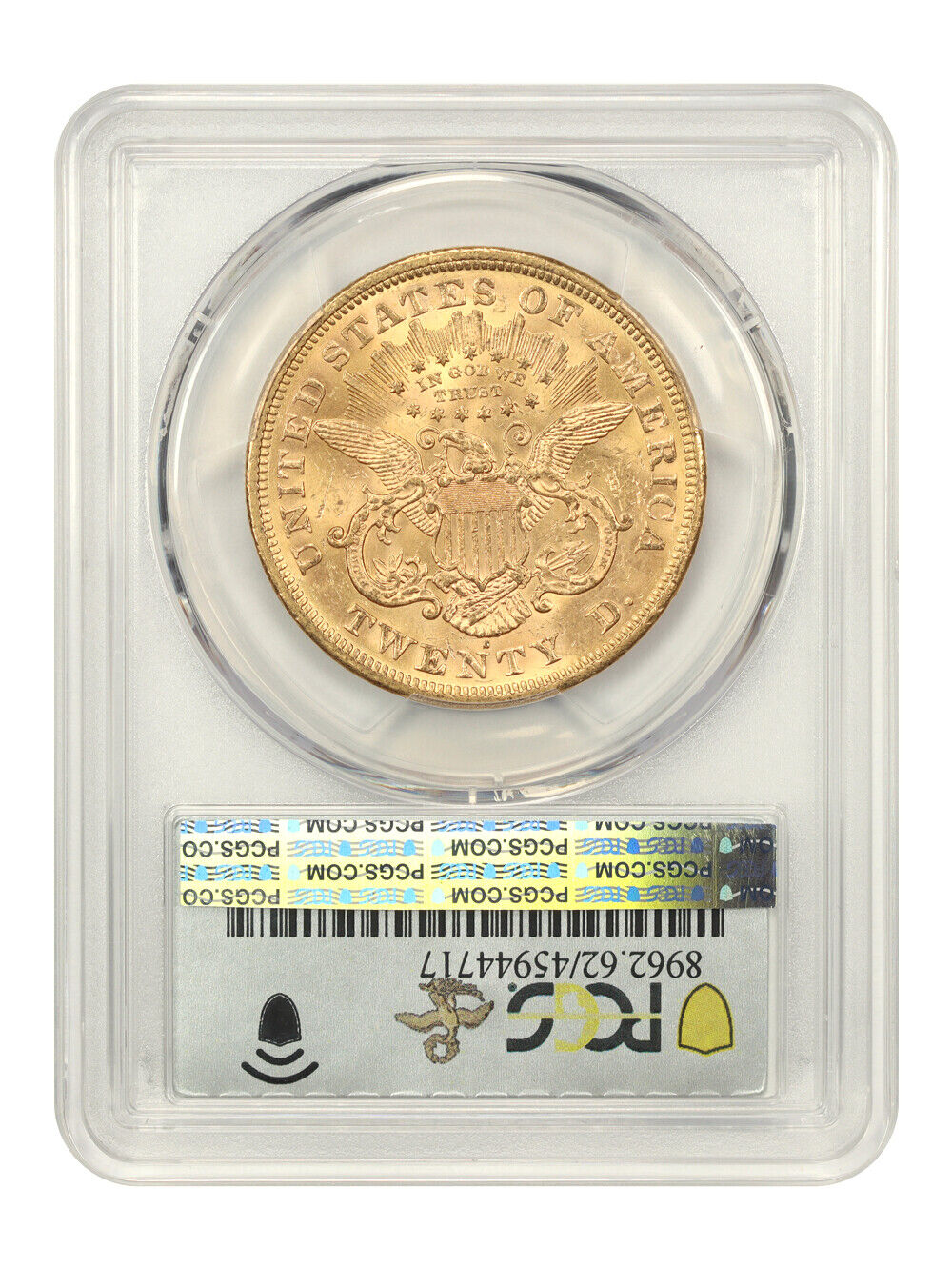 1871-S $20 PCGS MS62 ex: D.L. Hansen