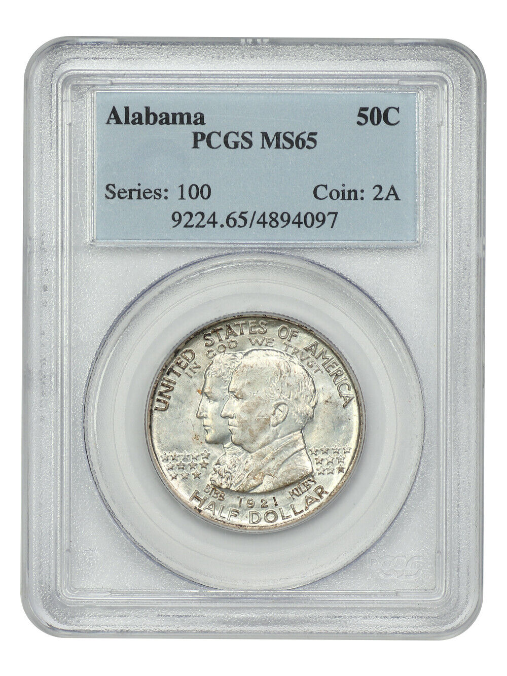 1921 50C Alabama PCGS MS65 - Classic Silver Commemorative - Scarce Issue