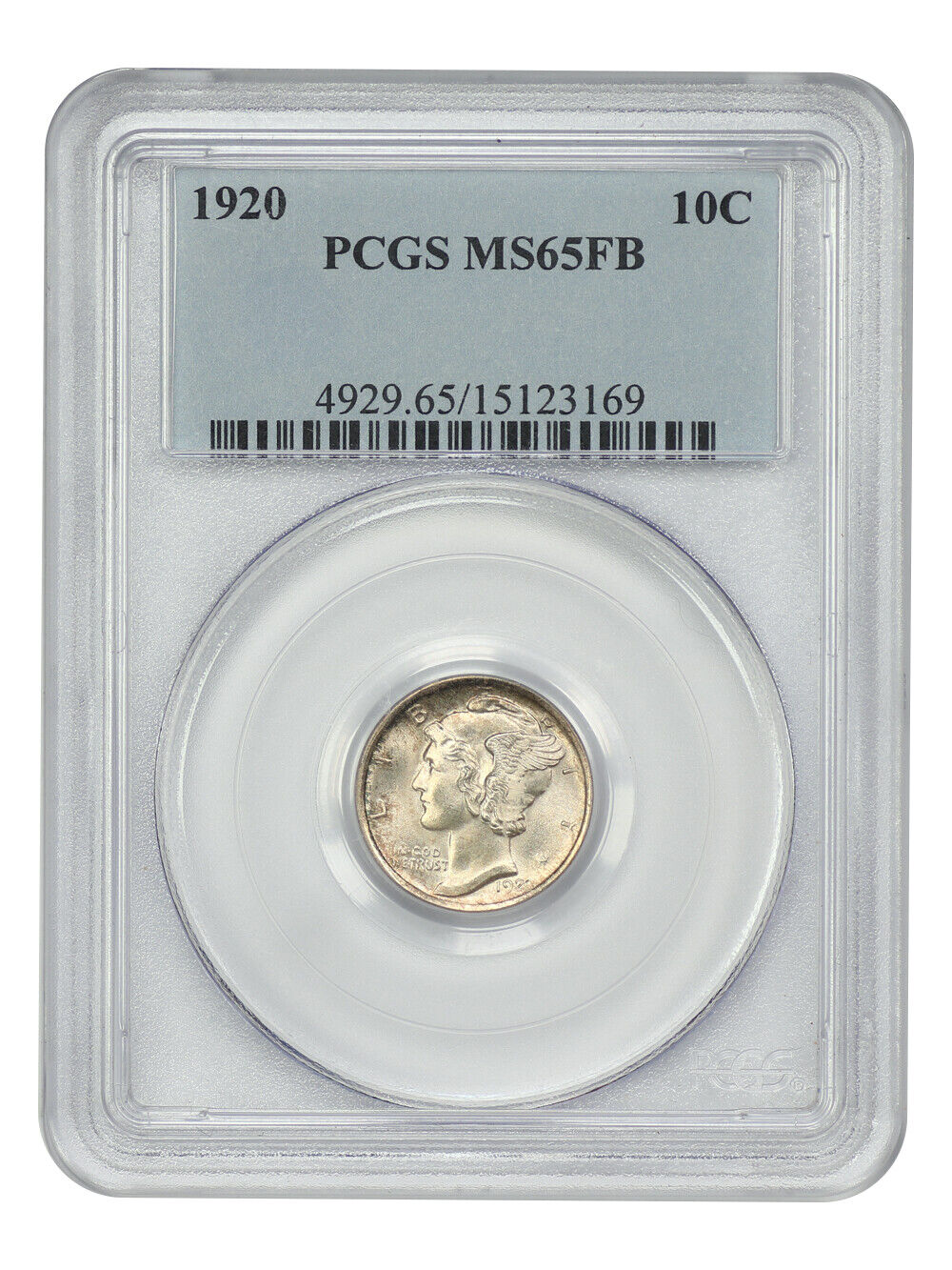 1920 10C PCGS MS65FB - Mercury Dime