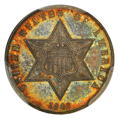 1862 3CS PCGS PR65 ex: D.L. Hansen