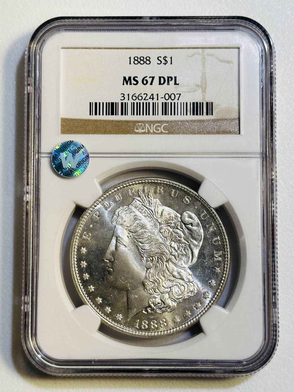 1888 P Morgan Silver Dollar NGC MS-67 DPL Sight White