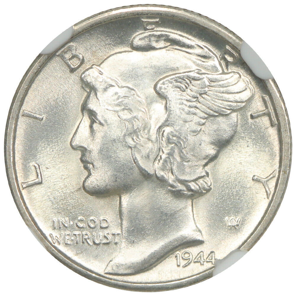 1944-D 10C NGC MS67FB - Mercury Dime