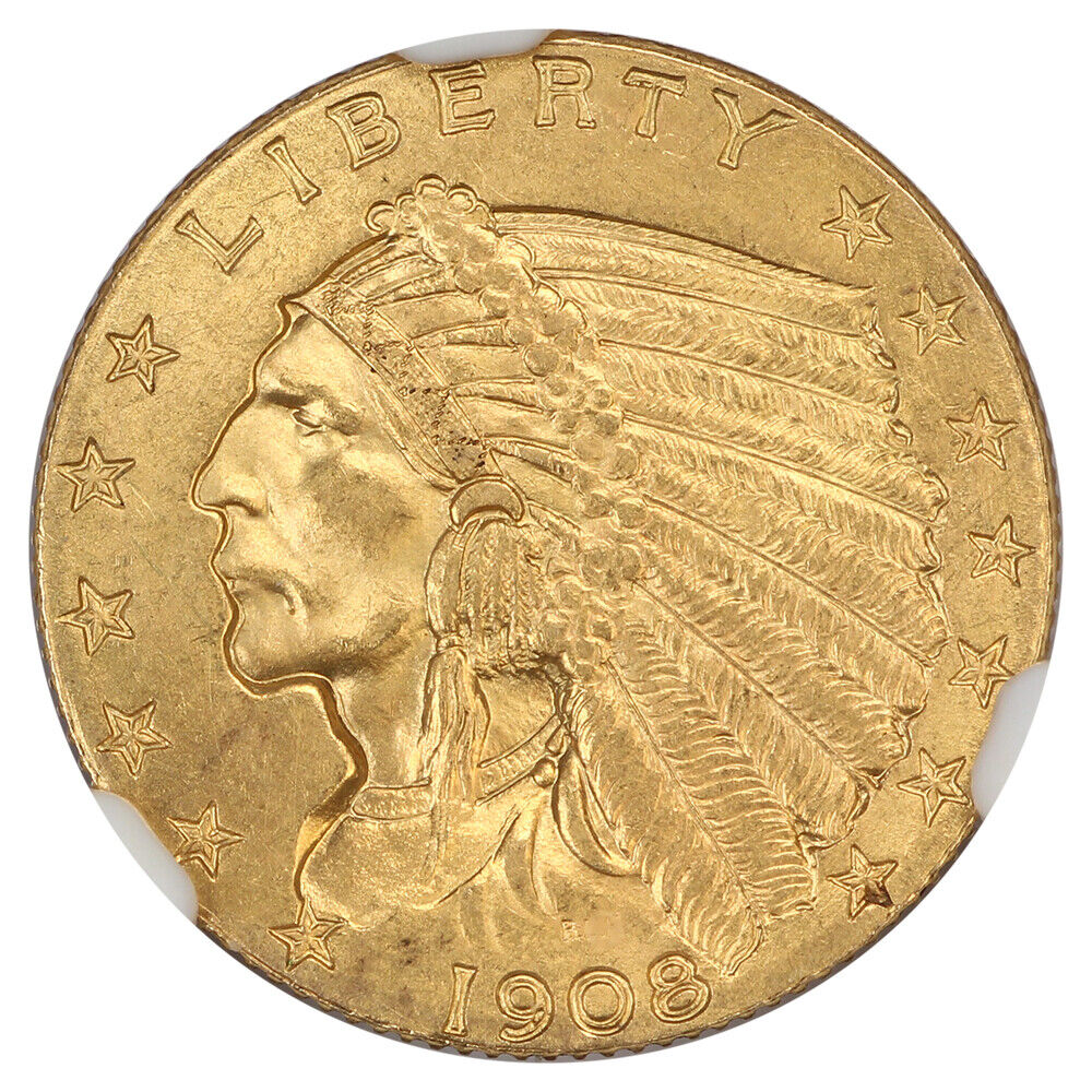 1908 $2.50 NGC/CAC MS64 - Indian $2.5