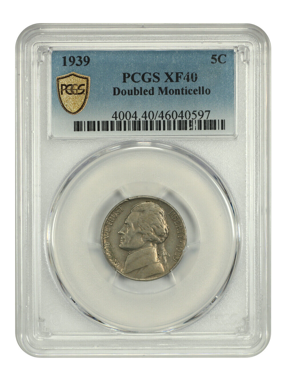 1939 5C PCGS XF40 (Doubled Monticello) - Jefferson Nickel