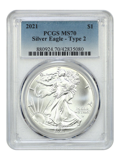 2021 $1 Silver Eagle PCGS MS70 (Type 2) - Silver Eagles