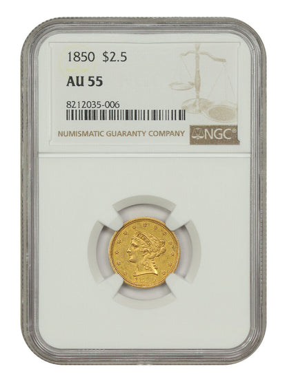 1850 $2.50 NGC AU55 - Liberty Head $2.5