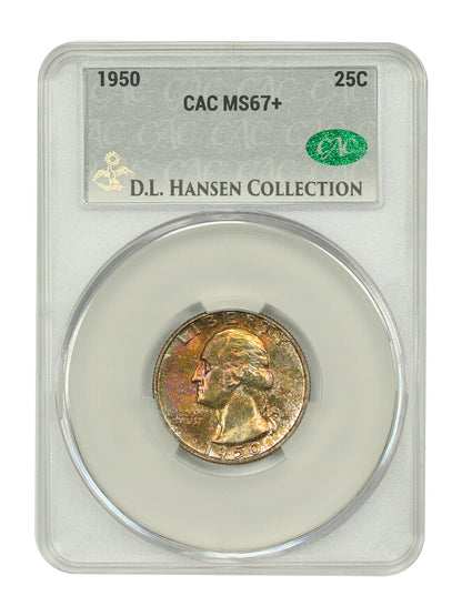 1950 25C CACG MS67+ ex: D.L. Hansen/Washington Rainbows - Washington Quarter