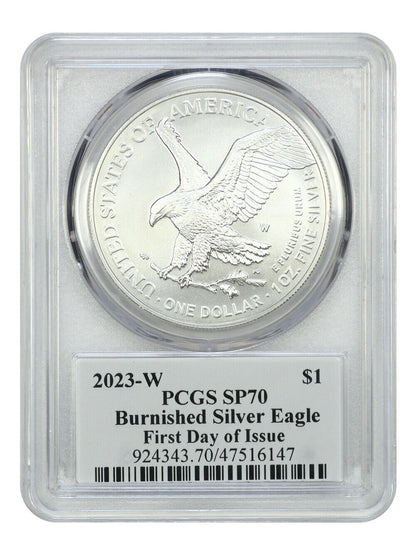 2023-(W) $1 Silver Eagle PCGS SP70 (Burnished, First Day of Issue)