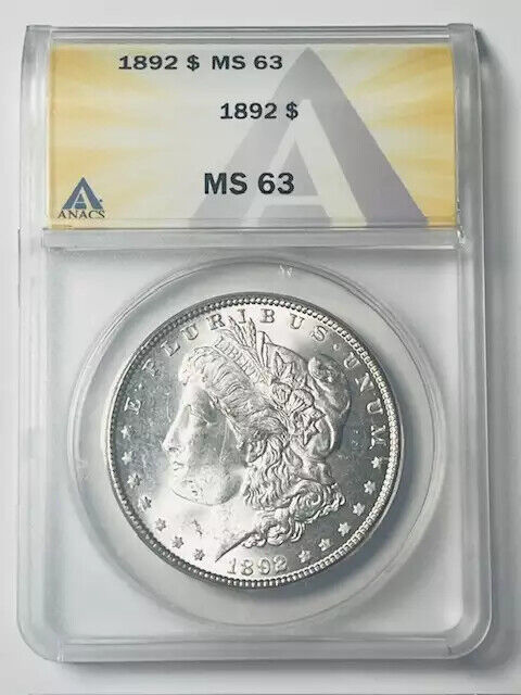 1892 P Morgan Silver Dollar ANACS MS-63