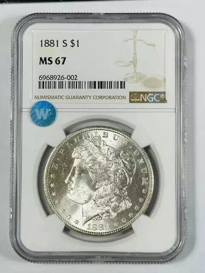 1881 S Morgan Silver Dollar NGC MS-67 Sight White