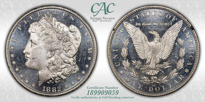 1882-CC $1 Morgan Dollar GSA Hoard CACG MS65+DMPL CAC