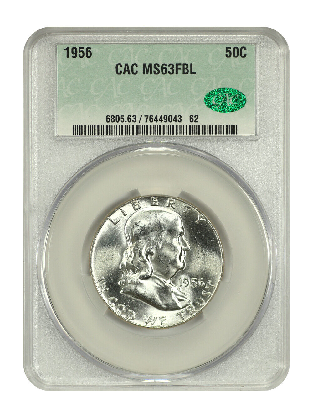 1956 50C CACG MS63FBL - Franklin Half Dollar