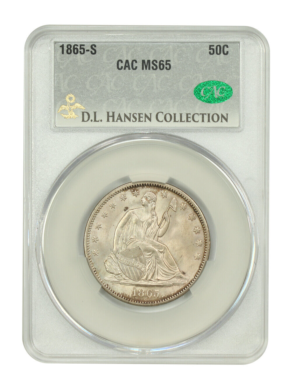 1865-S 50C CACG MS65 ex: D.L. Hansen - Liberty Seated Half Dollar