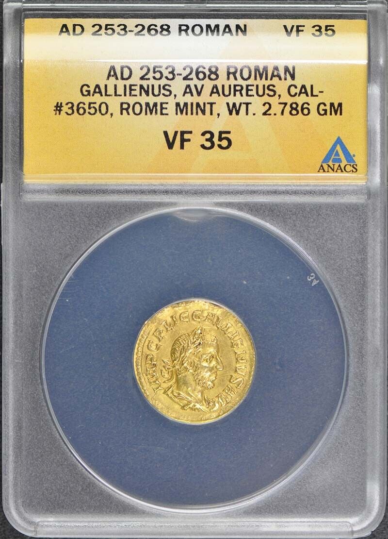 Gallienus, AD 253-268 ROMAN EMPIRE AV Aureus ANACS VF35