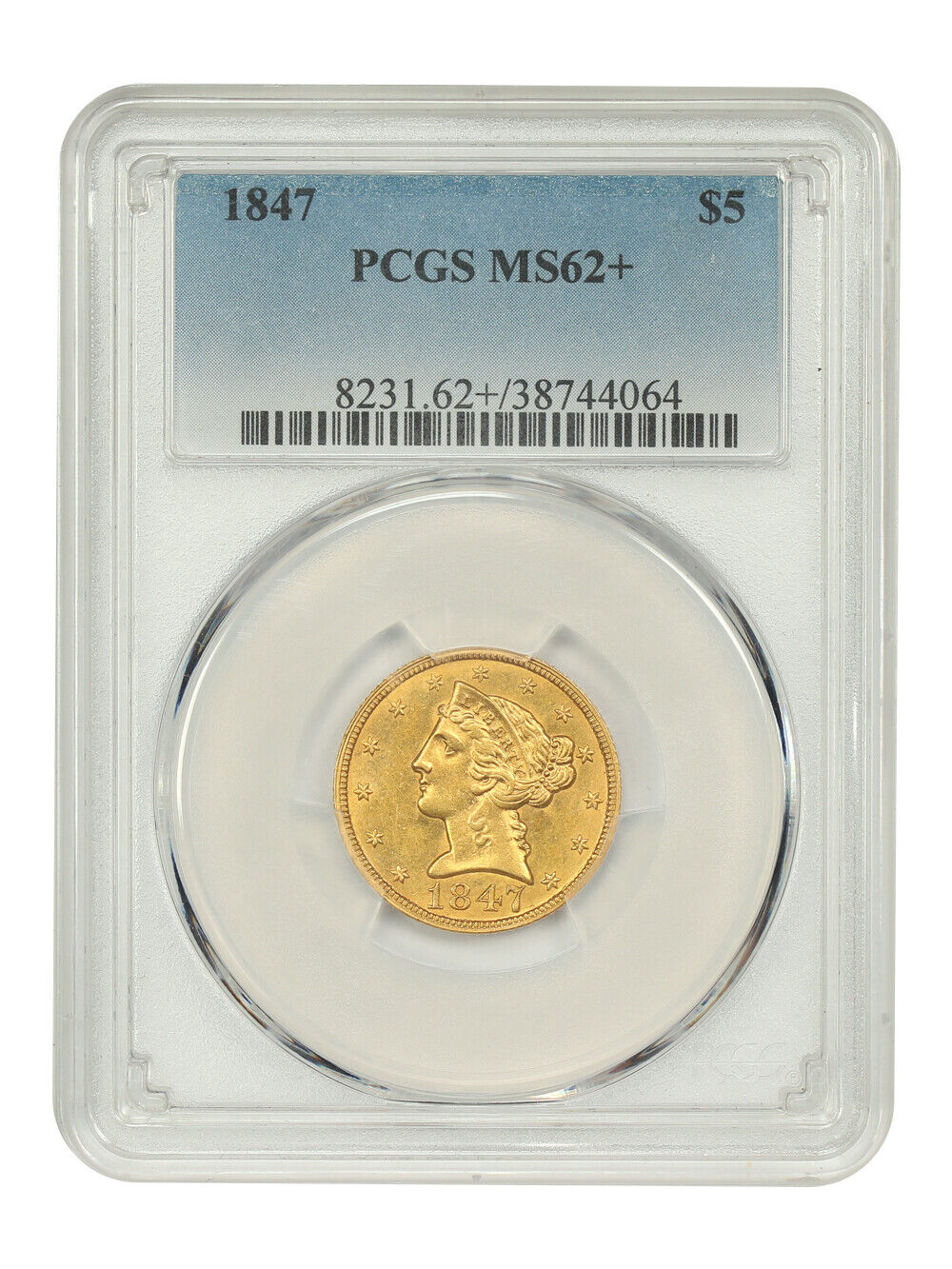 1847 $5 PCGS MS62+ - Liberty Head $5