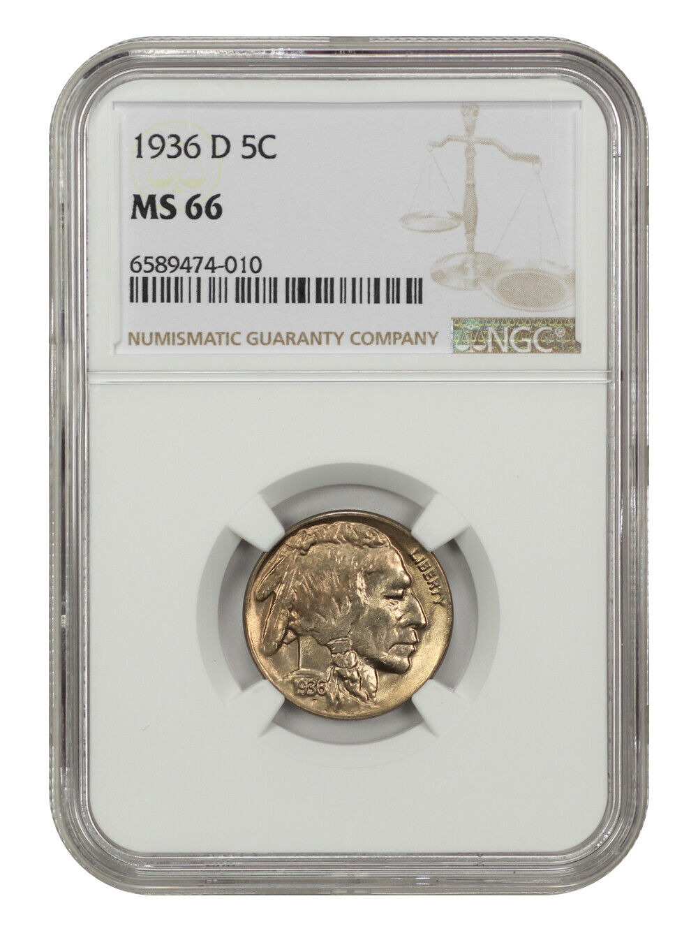 1936-D 5C NGC MS66