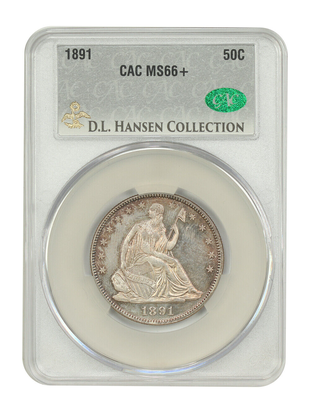 1891 50C CACG MS66+ ex: D.L. Hansen - Liberty Seated Half Dollar