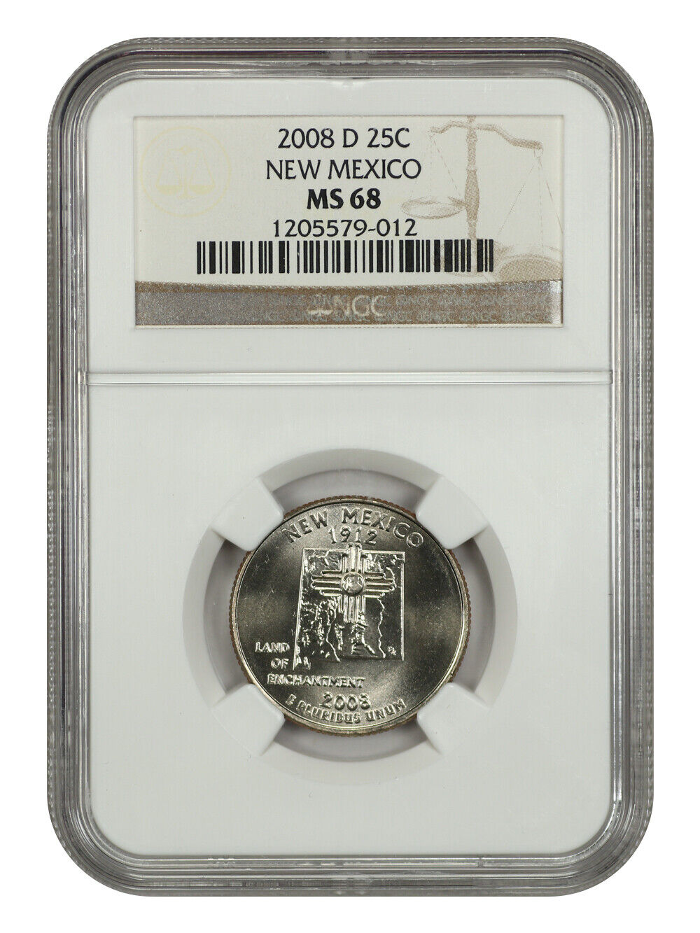 2008-D 25C New Mexico NGC MS68 - Washington 50 States Quarters