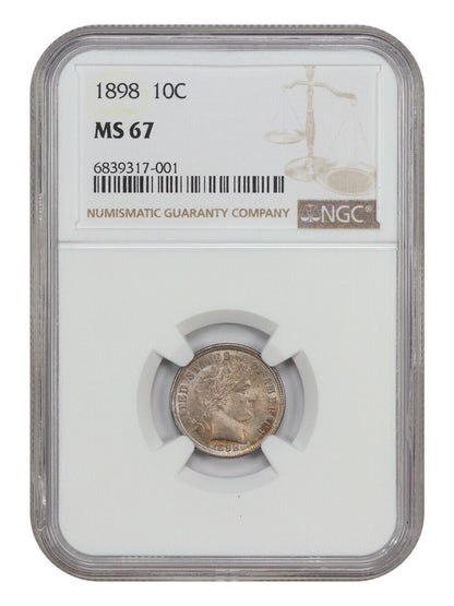 1898 10C NGC MS67 - Barber Dime