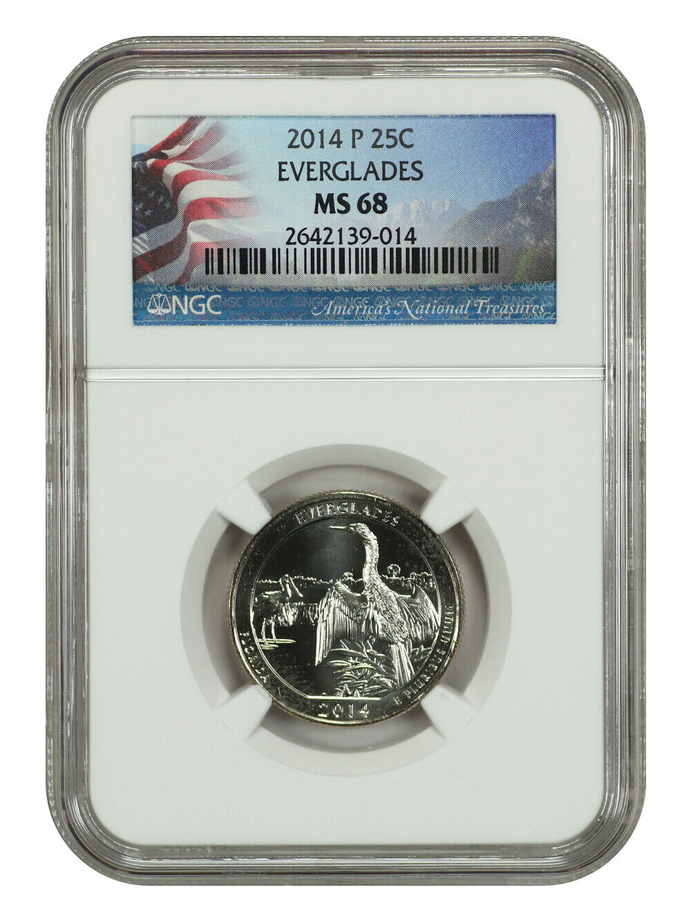 2014-P 25C Everglades NP NGC MS68 - Type 1 - Clad