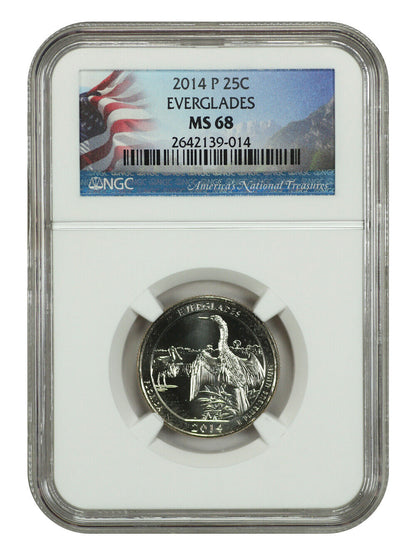 2014-P 25C Everglades NP NGC MS68 - Type 1 - Clad